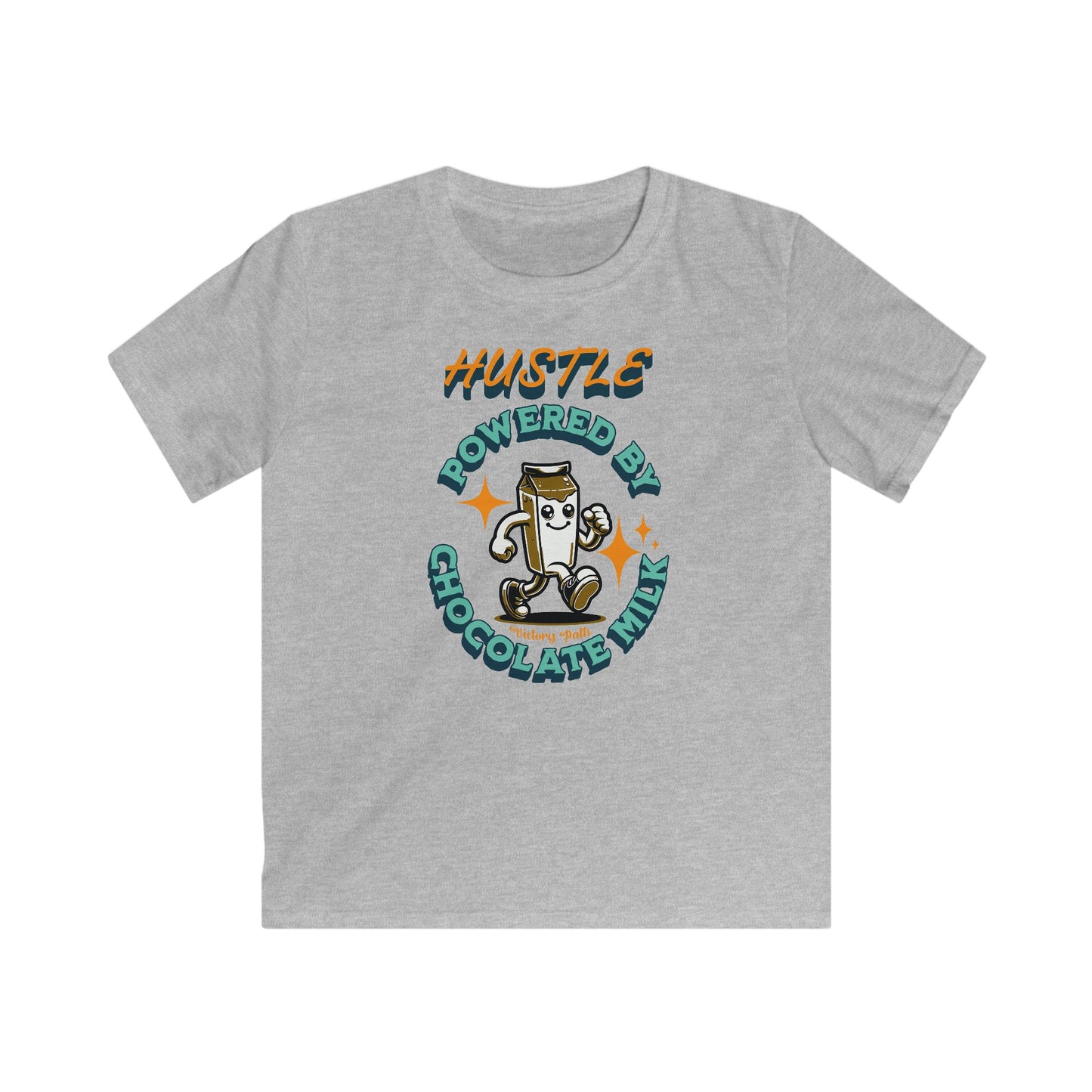 Hustle Powered by Chocolate Milk" – Kids' Motivation T-Shirt