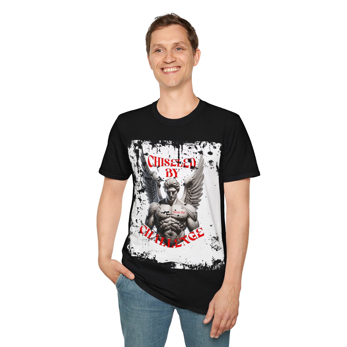 "Chiseled by Challenge" – Strength & Resilience Motivational T-Shirt