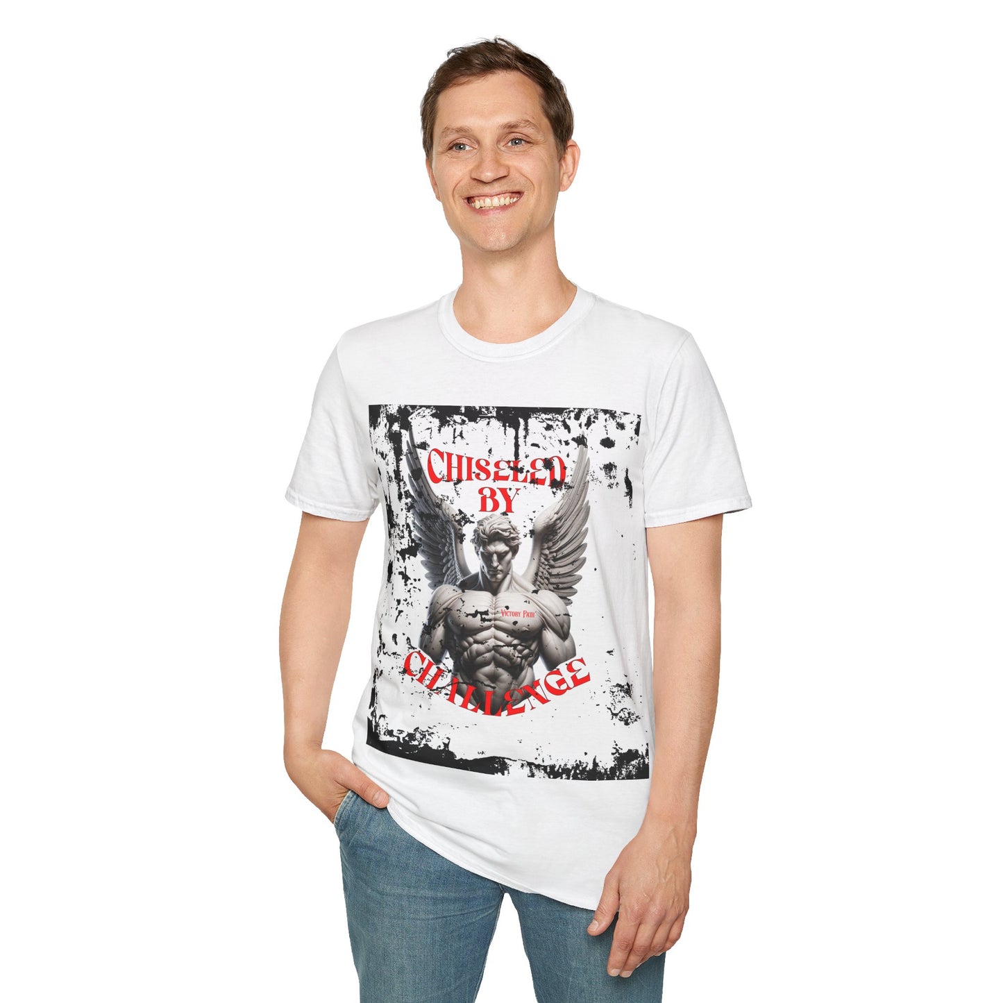 "Chiseled by Challenge" – Strength & Resilience Motivational T-Shirt