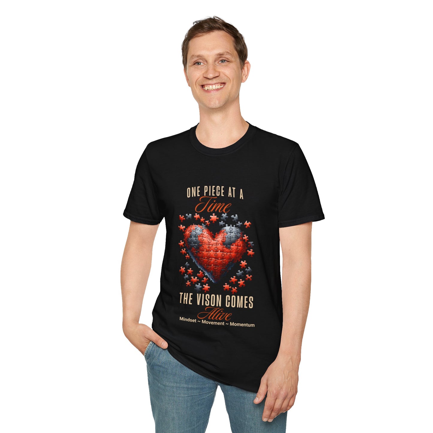 "One Piece at a Time" – Motivational Vision & Persistence T-Shirt