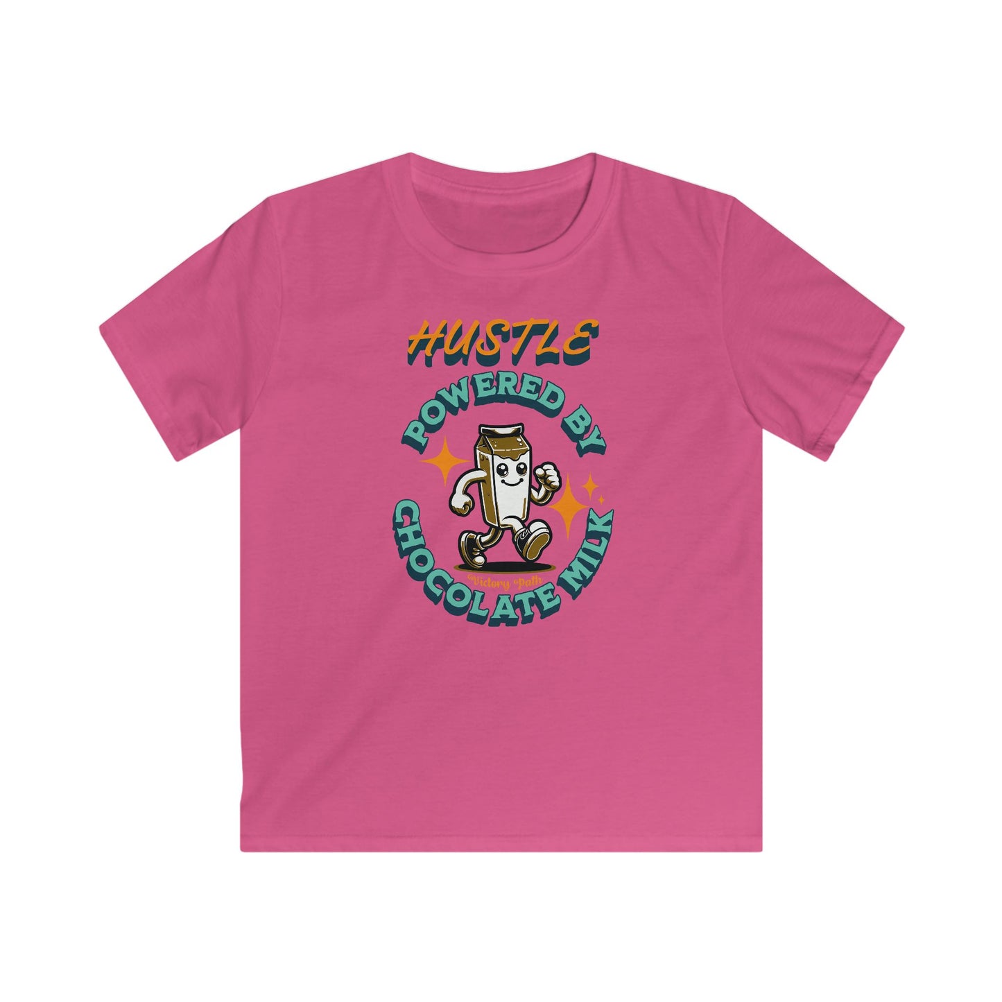 Hustle Powered by Chocolate Milk" – Kids' Motivation T-Shirt