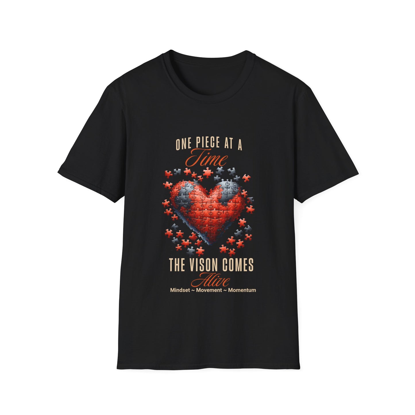 "One Piece at a Time" – Motivational Vision & Persistence T-Shirt