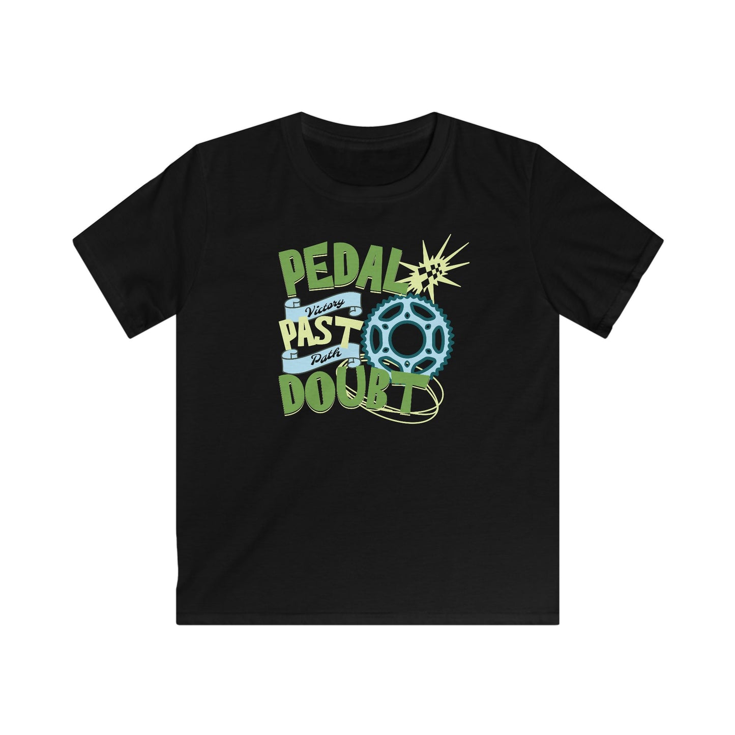 Kids Motivational T-Shirt – Pedal Past Doubt