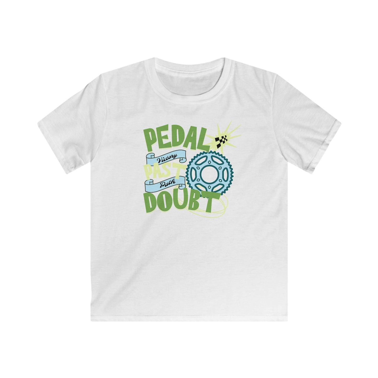 Kids Motivational T-Shirt – Pedal Past Doubt