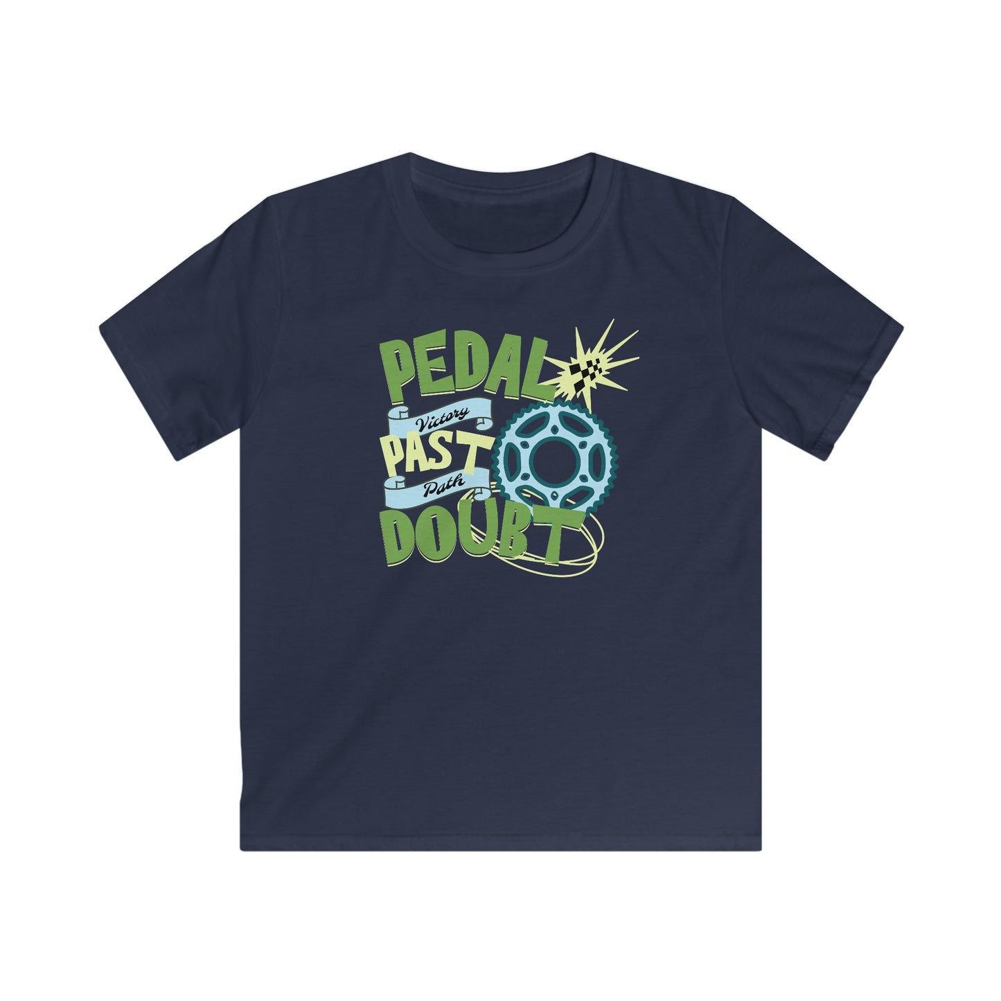 Kids Motivational T-Shirt – Pedal Past Doubt