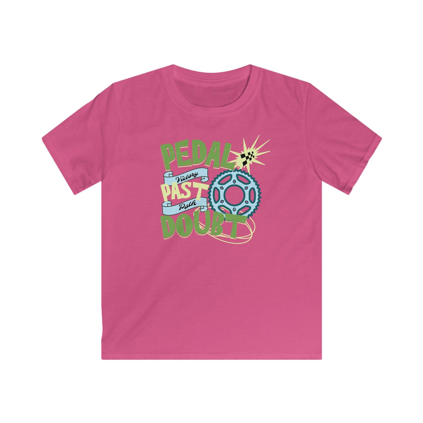 Kids Motivational T-Shirt – Pedal Past Doubt