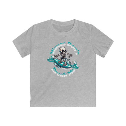 Kids Surfing Skeleton T-Shirt – Waves Don’t Break Me