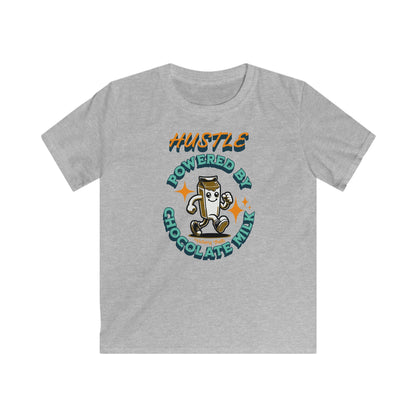 Hustle Powered by Chocolate Milk" – Kids' Motivation T-Shirt