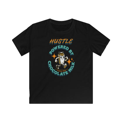 Hustle Powered by Chocolate Milk" – Kids' Motivation T-Shirt