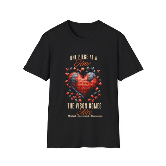"One Piece at a Time" – Motivational Vision & Persistence T-Shirt