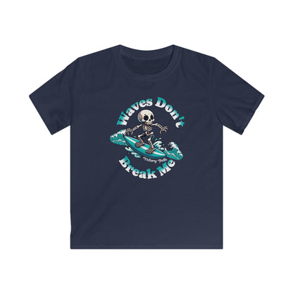 Kids Surfing Skeleton T-Shirt – Waves Don’t Break Me